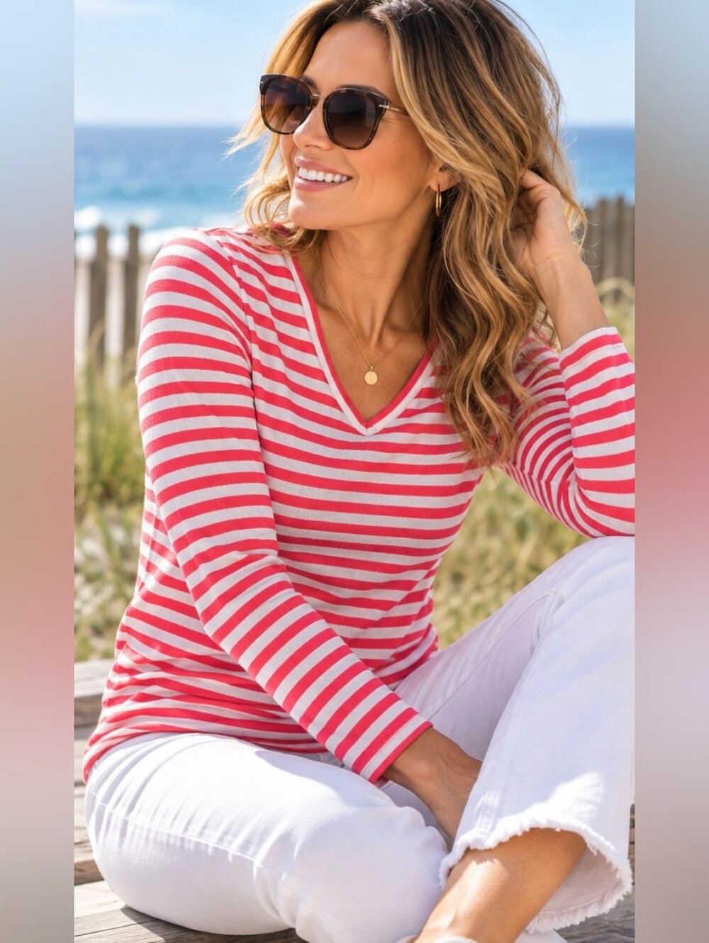 EDDIE BAUER | ❣️ Red & White Striped Long Sleeve Shirt | EUC ✨ size S